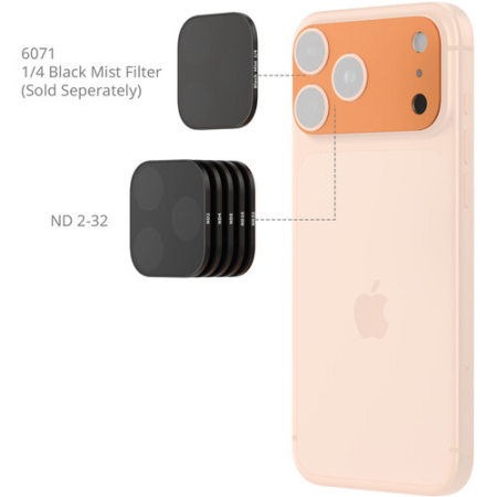 SmallRig 6077 - zestaw, 6x prostokątny filtr (5x szary ND2-32 i 1x Black Mist 1/4) do iPhone 17 Pro Max